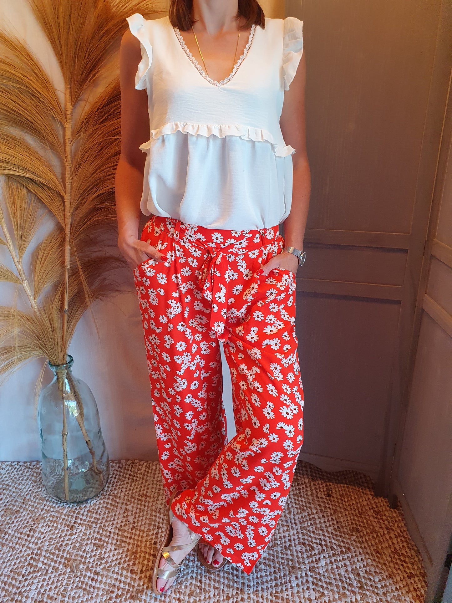 Pantalon "Daisy" rouge