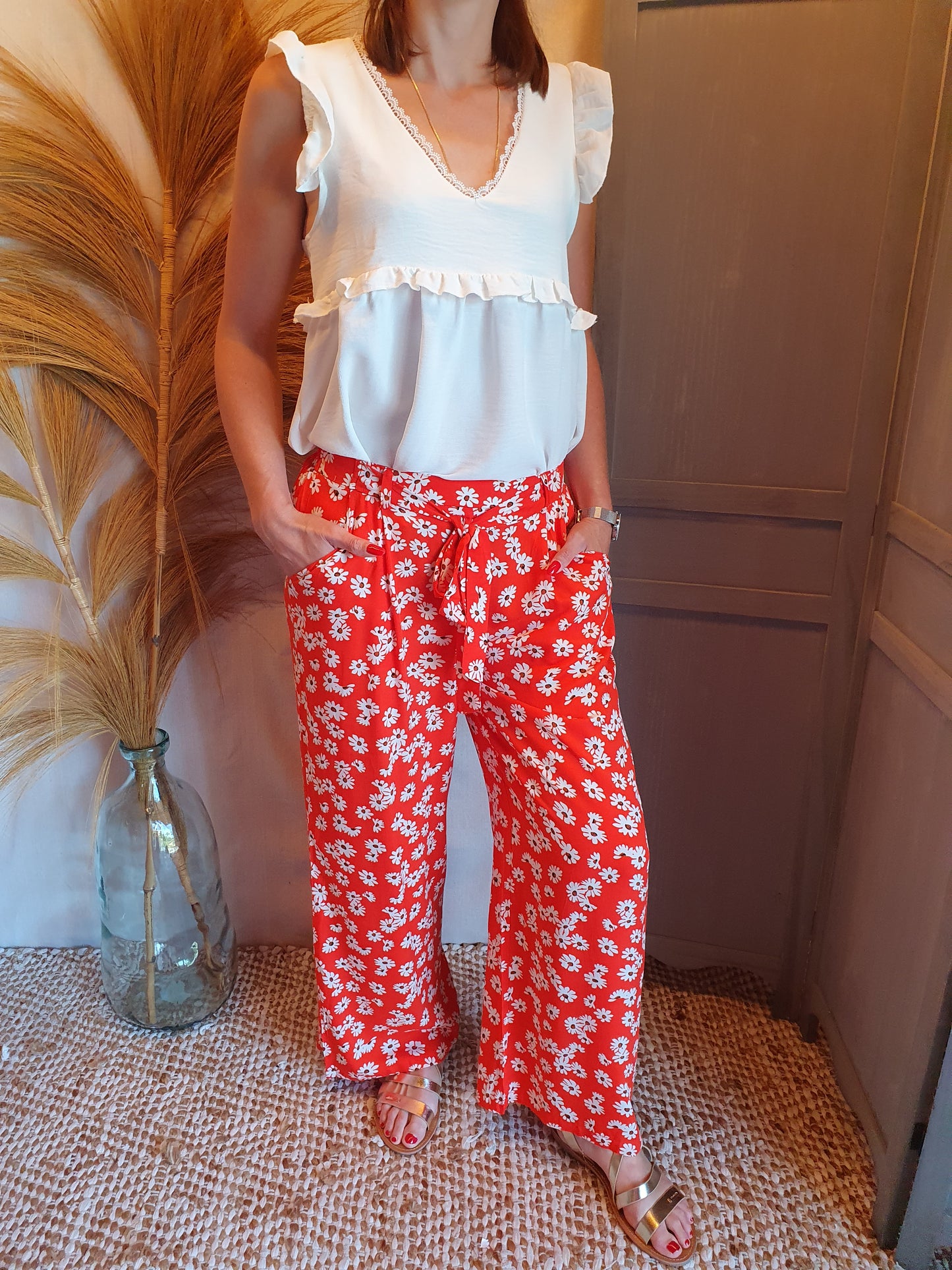 Pantalon "Daisy" rouge