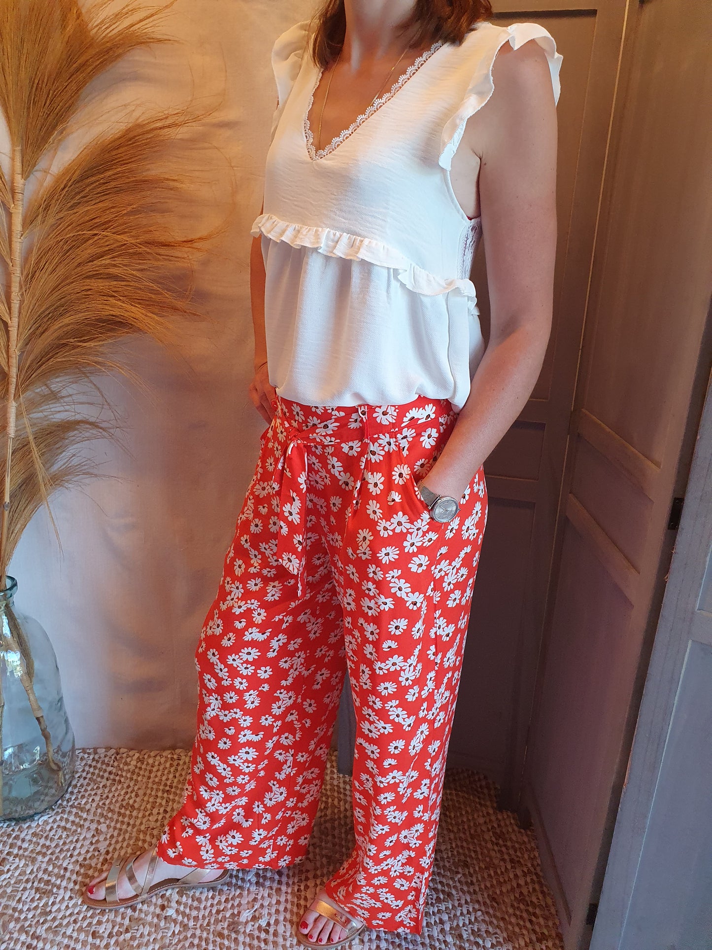 Pantalon "Daisy" rouge