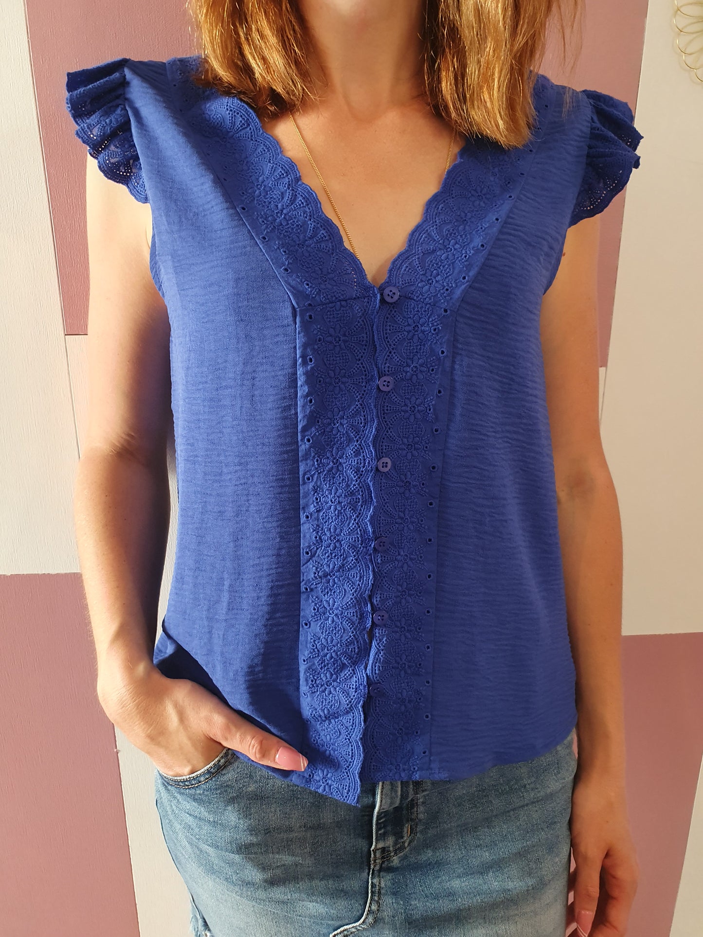 Top "Aurélie" bleu