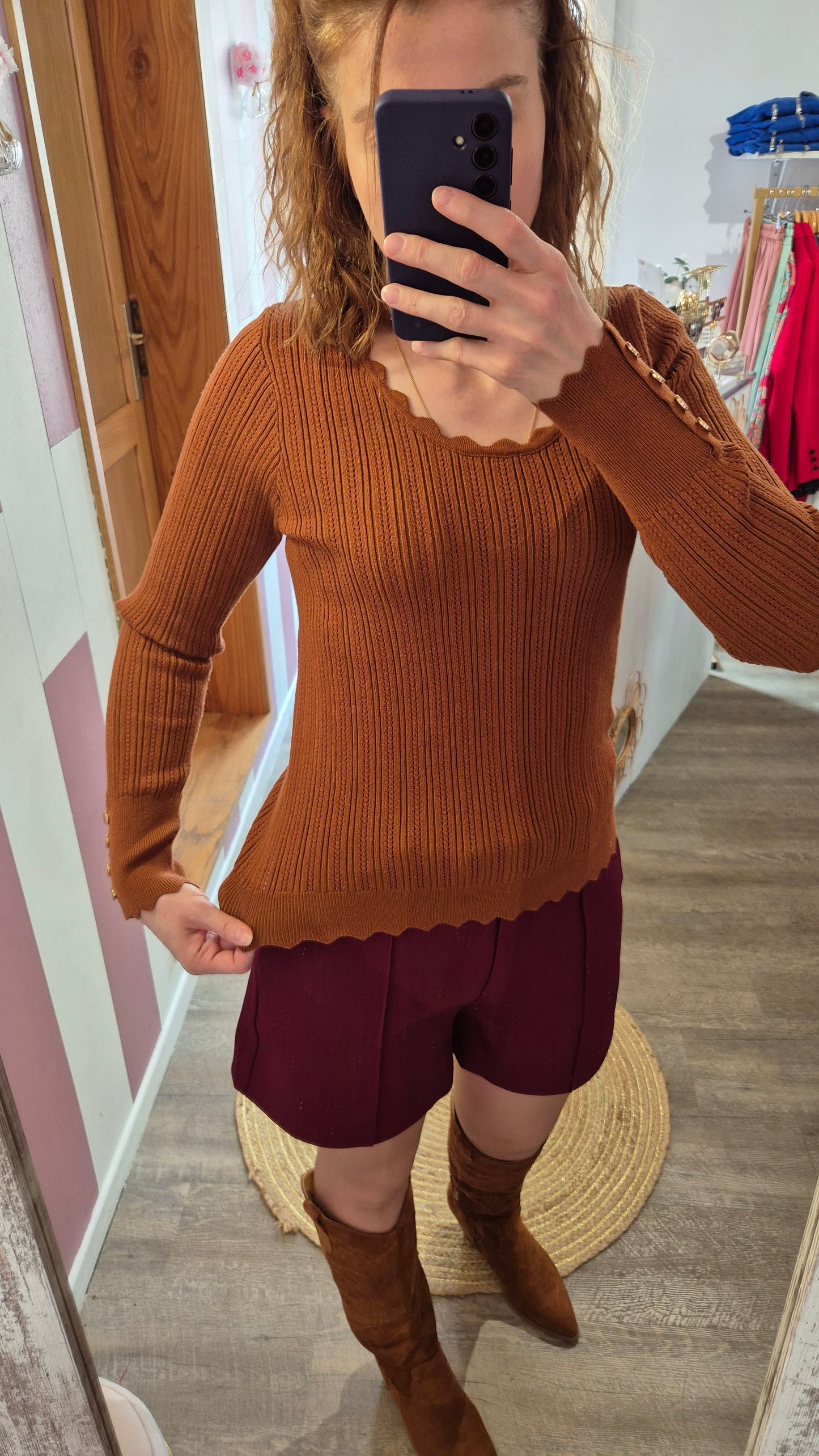 Pull fin "Henriette" cognac