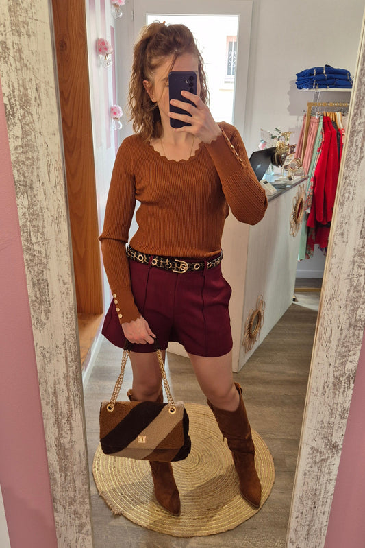 Pull fin "Henriette" cognac