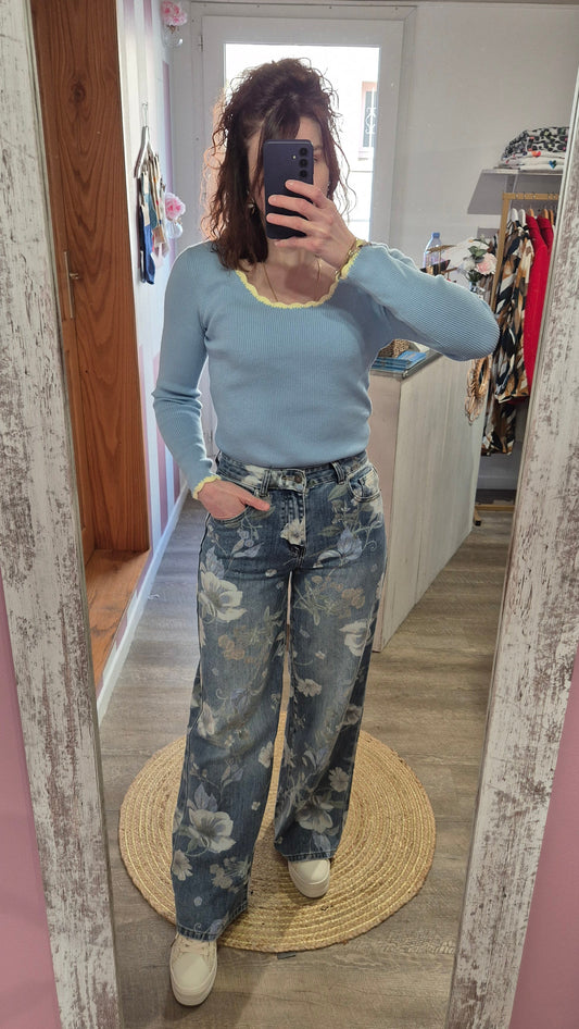 Pull fin "Colette" bleu