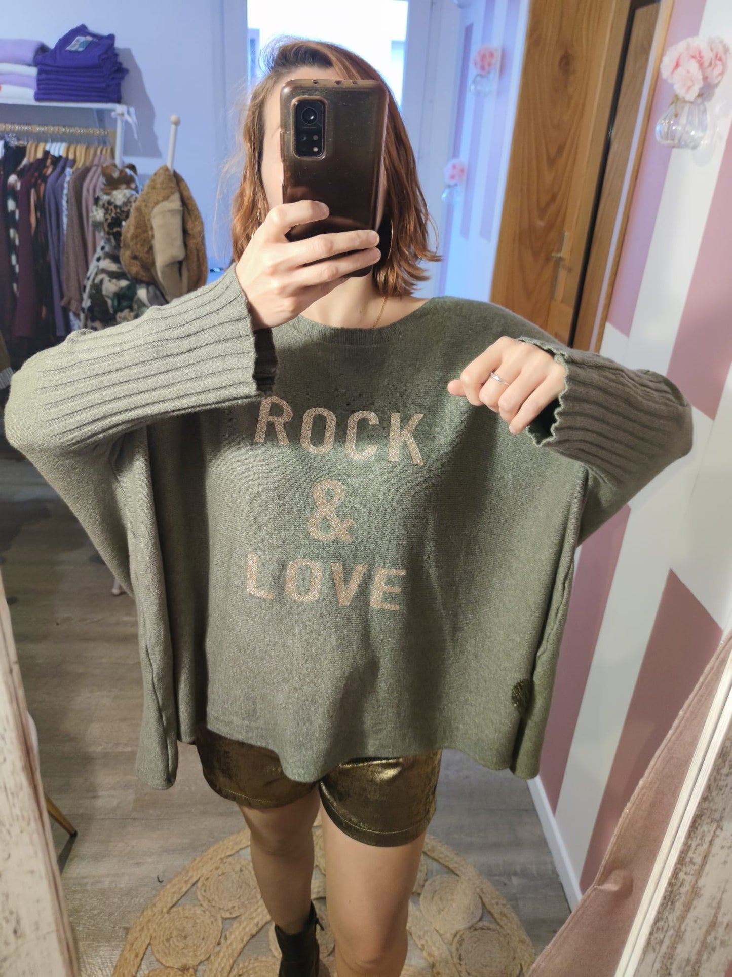 Pull "Rock & Love" kaki