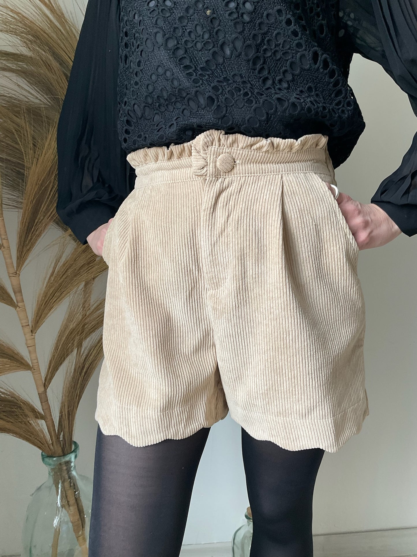 Short "Winnie" velours beige