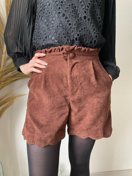 Short "Winnie" velours marron